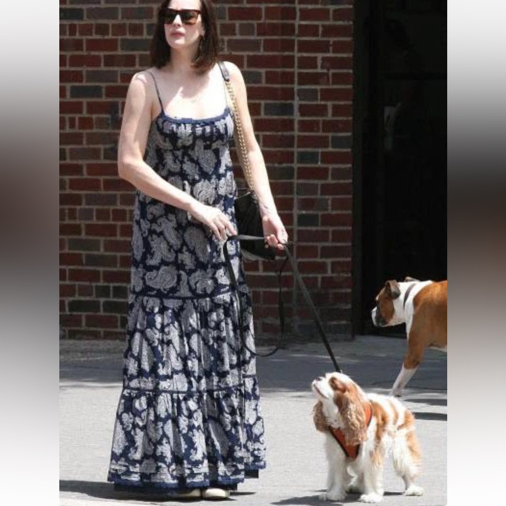 Juicy Couture 'Patio Voile' Maxi Dress Sz 6 -‎ Peck Navy Paisley Print